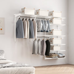 Adjustable Closet Organizer Kit with Shelves and Hanging Rods for 4 to 6 Feet