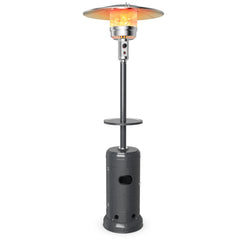 Outdoor Heater Propane Standing LP Gas Steel with Table & Wheels-Gray