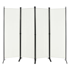 4-Panel Room Divider with Steel Frame-White