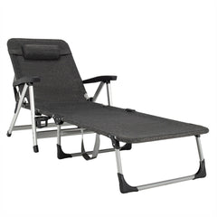 Beach Folding Chaise Lounge Recliner with 7 Adjustable Position