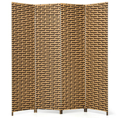 4 Panel Folding Privacy Partition Room Divider with Rustproof Hinge-Yellow
