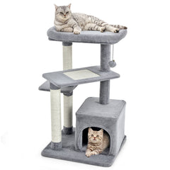 Cat Tree with Perch and Hanging Ball for Indoor Activity Play and Rest