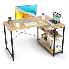 48 Inch Reversible L Shaped Computer Desk with Adjustable Shelf