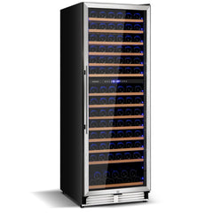 154-Bottle Freestanding Wine Cooler Refrigerator Dual Zone Wine Cellar with Dual Temperature Control-Silver