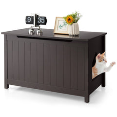 Wooden Cat Litter Box Enclosure with Top Opening Side Table Furniture