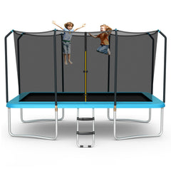 8 x 14 Feet Rectangular Recreational Trampoline with Safety Enclosure Net and Ladder