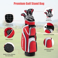 10 Pieces Ladies Complete Golf Club Set with Alloy Driver-Red