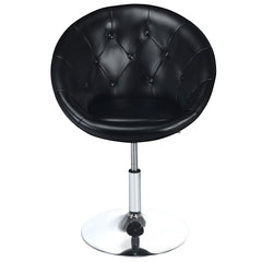 1 Piece Modern Adjustable Swivel Round PU Leather Chair-Black