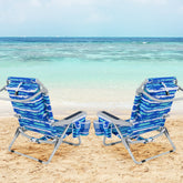 1 Piece Foldable Backpack Beach Chair with Cup Holder and Storage Pockets for Outdoor-Navy