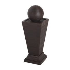 35.5' Dark Brown Concrete Tall Column Fountain with LED Lights