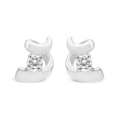 10K White Gold 1/10 Cttw Round Brilliant-Cut Diamond Espira Swirls Solitaire Push Back Stud Earrings (I-J Color, I1-I2 Clarity)