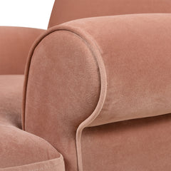 Alana 38" Lawson Accent Arm Chair Metal Casters, Peach Orange Velvet