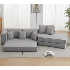 Folding Convertible 3-Seat Sleeper Sofa Bed in Gray