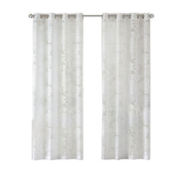 Palm Leaf Burnout Sheer Window Curtain White 50x63