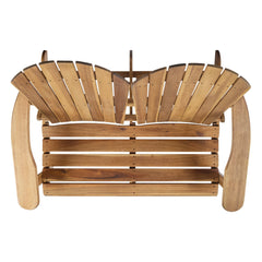 Outdoor Adirondack Rocking Loveseat with Hand Crafted Details Natural