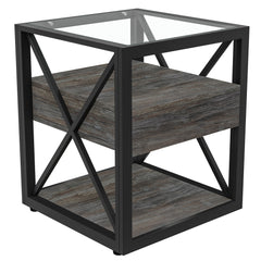 Set of 2 Modern End Tables with Drawer - Nightstand