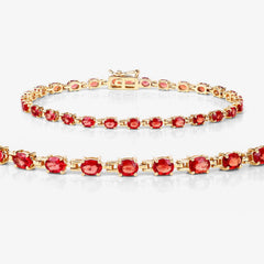 7.00 Carat Genuine Orange Sapphire 14K Yellow Gold Bracelet