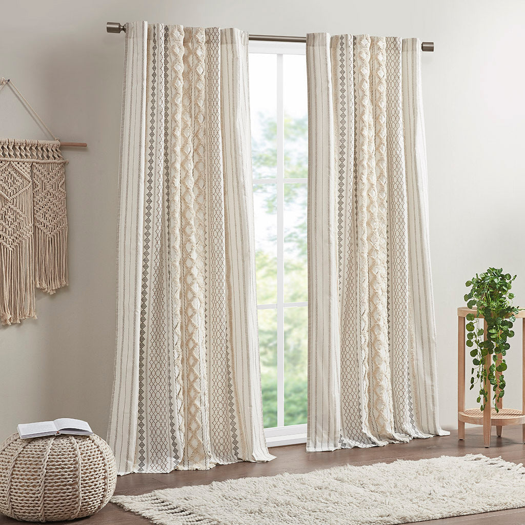 Cotton Chenille Stripe Curtain Panel 50x84