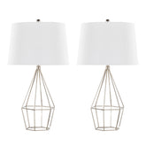 Diana 29" Contemporary Metal Table Lamp Set in Polished Nickel