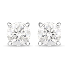 0.80 Carat Genuine White Diamond 14K White Gold Earrings