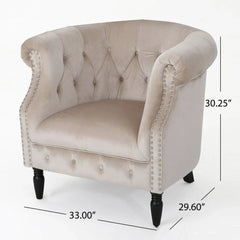 Celestialis Upholstered Club Chair with Tub Design and Rolled Recessed Armrests
