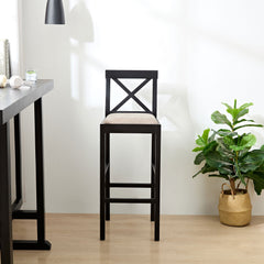 Bar Chair Counter Height Stool with Backrest Black Set of 2