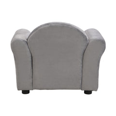 Kids Gray Velvet Upholstered Chair with Ottoman