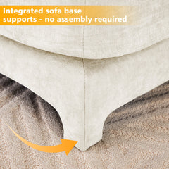 Elegant Four-Seater Sofa with Movable Ottoman and Lumbar Pillow