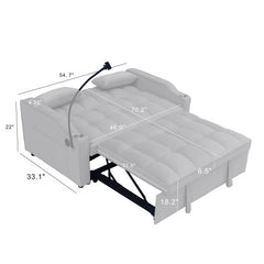 Modern Velvet Loveseat Futon Sofa Couch with Pullout Bed