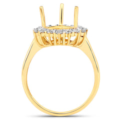 0.48 Carat Genuine White Diamond 14K Yellow Gold Semi Mount Ring - holds 11x9mm Pear Gemstone