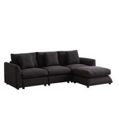 102.2 Inch Combination Sofa Modular Sofa with Ottoman Black