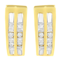 10K Yellow Gold 1/2 cttw Diamond Huggy Heart Hoop Earrings (I-J Clarity, I2-I3 Color)