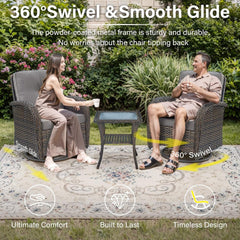 Outdoor Patio Furniture Set With 43In Fire Pit Table Brown