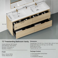 Bathin Freestanding Bathroom Vanity With Double Sinks, Bathroom Storage Vanity Cabinet With Stone Resin Countertop And Soft Close Drawers