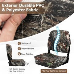 2-Piece Folding Boat Seat Set with Sponge Padding-Camouflage