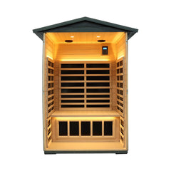 Thermora Premium 2-Person Black Carbonized Walnut Low EMF Far Infrared Outdoor Sauna With Bluetooth Audio And LED Lighting (SAK16850)