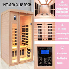 Thermora Premium 2-Person Low EMF FAR-Infrared Heat Wood Home Personal Spa Sauna With Ceramic Heaters, 1760W (SAK25714)