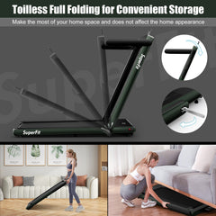 2.25HP 2 in 1 Folding Treadmill with APP Speaker Remote Control-Green