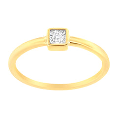 14K Yellow Gold Plated .925 Sterling Silver 1/20 cttw Miracle Set Diamond Promise Ring (J-K Color, I1-I2 Clarity) - Size 6