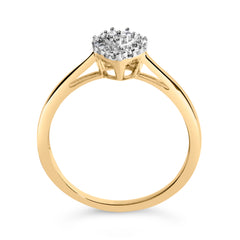 10K Yellow Gold 1/10 Cttw Diamond Heart and Halo Promise Ring