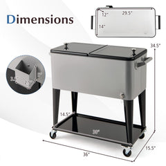 Portable Patio Cooler with Bottom Storage Shelf and Bottle Opener
