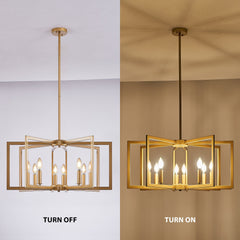 27' Modern Golden Geometric 8-Light Chandelier