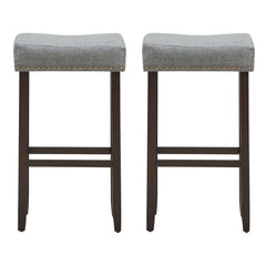 Set of 2 Nailhead Saddle Bar Stools 29 Inch Height