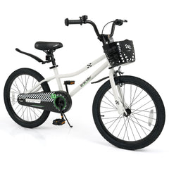 20 Inch Kids Bike Adjustable with Kickstand and Storage Basket for Aged 8+ Years