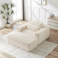 75-Inch Corduroy Sofa Lounge Chair with Removable Footrest