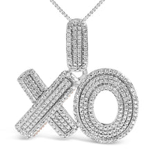 Sterling Silver 1/4 Cttw Diamond Pavé XO Pendant Necklace