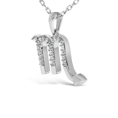 Sterling Silver 1/7 Cttw Diamond Scorpio Zodiac Pendant Necklace