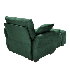 Ergonomic Single Seater Sofa with Ottoman in High-Green Chenille