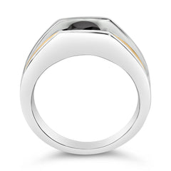 Men's 14K Yellow Gold Plated Sterling Silver 1.0 Cttw Round Black Diamond Band Ring