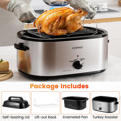 22QT Electric Roaster Oven Turkey Roaster with Visible and Self-Basting Lid